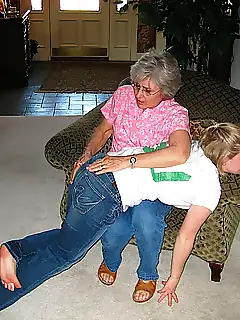 over grandmas knees